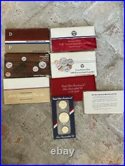 25 Years of U. S. Mint Sets (Uncirculated), Complete Set Some Contain Silver