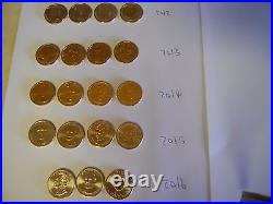 2 of Ea President P&D (78 Coins) 2007-2016 Complete Set $1 Golden Dollars. UNC