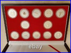 2 oz Complete SET 1999-2010 Australia Lunar 12 Coins BU Silver & Wooden Case