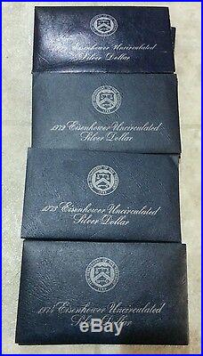 4 Full Blue Ikes of 1971, 72, 73, 74 Complete 40% Silver Eisenhower Dollars Sets
