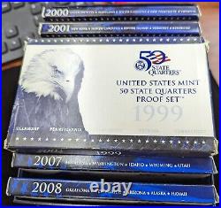 50 States Quarters 1999-2008 Complete US Mint Proof Set Boxed