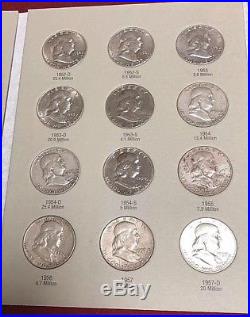 50c Complete 36 Coin Franklin Set With Album-P, D, S-Most Are Uncirculated