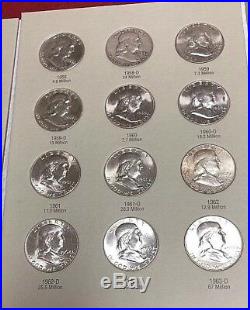 50c Complete 36 Coin Franklin Set With Album-P, D, S-Most Are Uncirculated