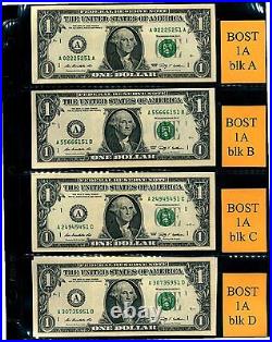 (53A) Complete 2009 $1 BLOCK SET 100 notes 99 CU ALL end in 46-56, 58, 62-64