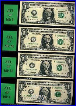 (53A) Complete 2009 $1 BLOCK SET 100 notes 99 CU ALL end in 46-56, 58, 62-64