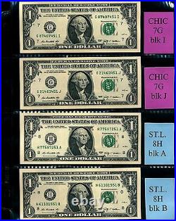 (53A) Complete 2009 $1 BLOCK SET 100 notes 99 CU ALL end in 46-56, 58, 62-64