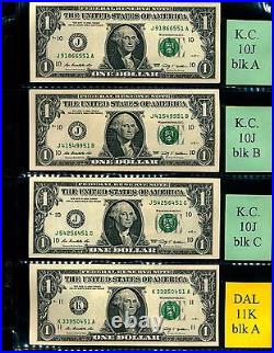 (53A) Complete 2009 $1 BLOCK SET 100 notes 99 CU ALL end in 46-56, 58, 62-64