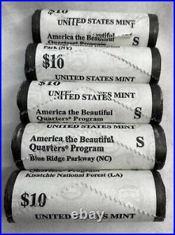 5 Rolls 2015 S UNC US Mint America The Beautiful Quarters Complete Set