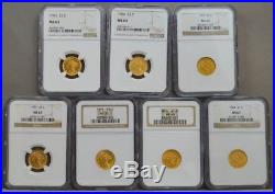 7 Pcs 1901-1907 Complete 20th Century $2 1/2 Liberty Gold Set MS63 NGC