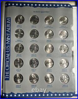90 BU 1999-2008 State Quarters in H. E. Harris & Co/US Mint Binder, 90% Complete