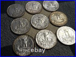 AU/BU COMPLETE SET OF 9 TYPE B 1956 1964 Silver Washington Quarters