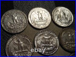 AU/BU COMPLETE SET OF 9 TYPE B 1956 1964 Silver Washington Quarters