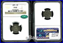 A Complete and Original 10-Piece 1870 U. S. Mint Proof Set PF64-PF65 NGC CAC