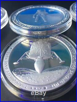 Apollo 11 COMPLETE 8-COIN SET 1oz Each. 999 Fine Silver Proof Like Lot # 3594