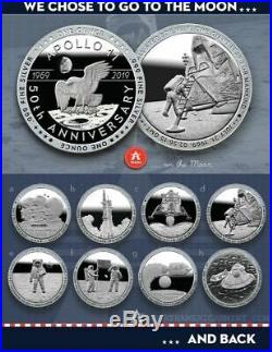 Apollo 11 Silver 1 oz Proof-Like Complete 8 Coin Set (Random Serial Numbers)