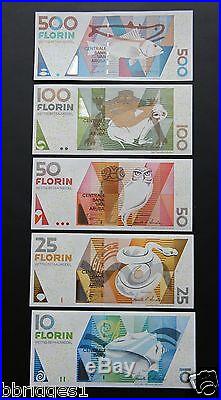 Aruba Complete Set 10 25 50 100 500 Florin Banknotes UNC LAST ONE