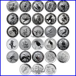 Australia 1990-2017 Complete Kookaburra 28 Coin Collection $1 Silver Dollar Set