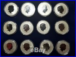 Australia 2008-2019 Perth Mint Complete 12-Coin Lunar II Series 1 Oz Silver Set