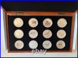 Australia Perth Lunar SII Complete Set of 12 1 oz coins 2008 2019 display case