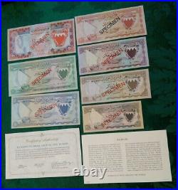 BAHRAIN COMPLETE 7 SPECIMEN SET 1964 (1978) UNC 002380 CS1 P 1-6,10 withCOA