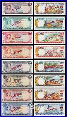 Bahamas Qeii Complete Specimen Set 1968 Rare All Notes Are Uncirculated