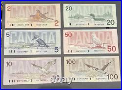 Bank of Canada Complete $2-$100 Bird Series Banknotes Set