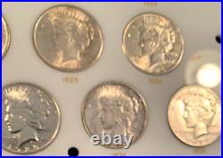 Beautiful Peace Dollar Complete Date Set, 1921-1935, All Years, Gorgeous Luster