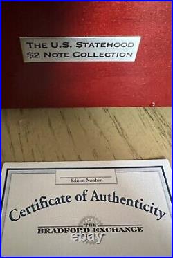 Bradford Exchange COMPLETE SET of 56 US $2 Bill Colorized Statehood Notes With COA