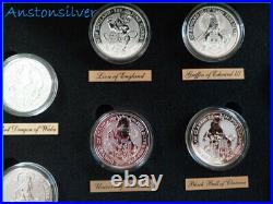 Britain 2 oz Queen's Beasts Complete Set (10 coins) with Wooden Display Case