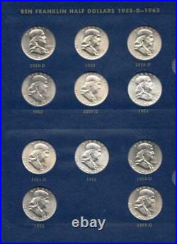 Bu Choice Gem Complete Franklin Halves Set 1948-1963 Pds (35 Pieces) Whitman