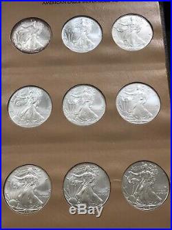 COMPLETE 1986 TO 2020 AMERICAN SILVER EAGLE SET (35 COINS). GEM BU, Few Toned