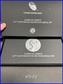 COMPLETE 2019 225th Anniversary American Liberty 4 Silver Medal Set with OGP COA
