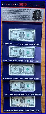 COMPLETE FULL SET OF 10 2010 $2 Single Note Federal Reserve Banks