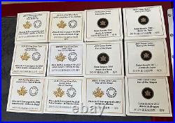 COMPLETE MINT 2010-2021 Canadian Lunar Lotus $15 Silver Coin Set & Display Case