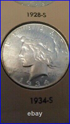 COMPLETE PEACE SILVER DOLLAR SET 1921-1935. Frosty Uncirculated