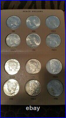 COMPLETE PEACE SILVER DOLLAR SET 1921-1935. Frosty Uncirculated