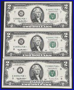 COMPLETE SET OF 12 UNCIRCULATED FED. RES. WithMATCHING $2 STAR NOTES SERIAL #'s