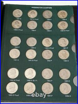COMPLETE SET WASHINGTON 25c 1932-1998 All XF OR BETTER 186 COINS
