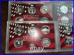 COMPLETE SET of 1999-2008 U. S. 90% SILVER PROOF State Quarters 50 Coins BU