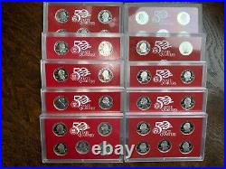 COMPLETE SET of 1999-2008 U. S. 90% SILVER PROOF State Quarters 50 coins BU