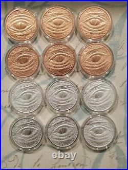 COMPLETE WORLD OF DRAGONS SET 6x 1 oz. 999 Silver Coins & 6 Copper in Capsules