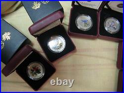 Canada Bird Series Complete Set Of 14 Fabulous Coloured Coins In Boxes With COA