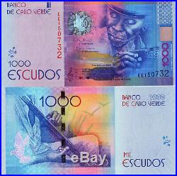 Cape (Cabo) Verde complete set of Escudos, 200, 500, 1000, 2000, 5000, 2014, UNC