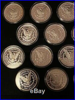 Carson City Morgan Silver $1 Complete Proof Set of 14 Coins, Wooden Case