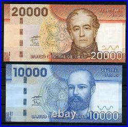 Chile $ 1000, 2000, 5000, 10000 & $ 20000 Complete set of Banknotes mint UNC