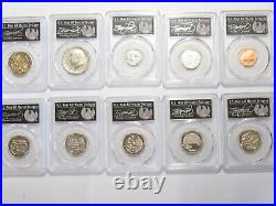 Complete 10 Coin UNC Set PCGS SP70 Enhanced Finish First Day Issue #10667