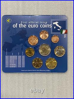 Complete 12 Country Inaugural Euro Coin Set Uncirculated 96 Coins
