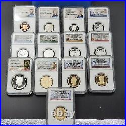 Complete 13 Coin 2016 Silver Proof Set NGC PF70 UCAM Graded Ultra Cameo