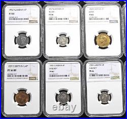 Complete 15 coin UK 1937 Proof set, NGC PF64 to PF66, Crown with obv Cameo