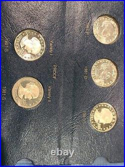 Complete 18 coin Susan B Anthony Dollar set including Proofs and Type 2 coins